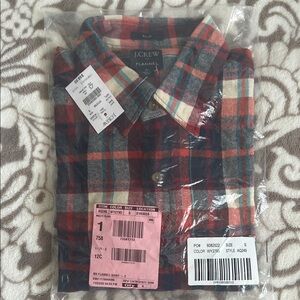 J. Crew Men's Flannel Shirt - Red and Blue Check